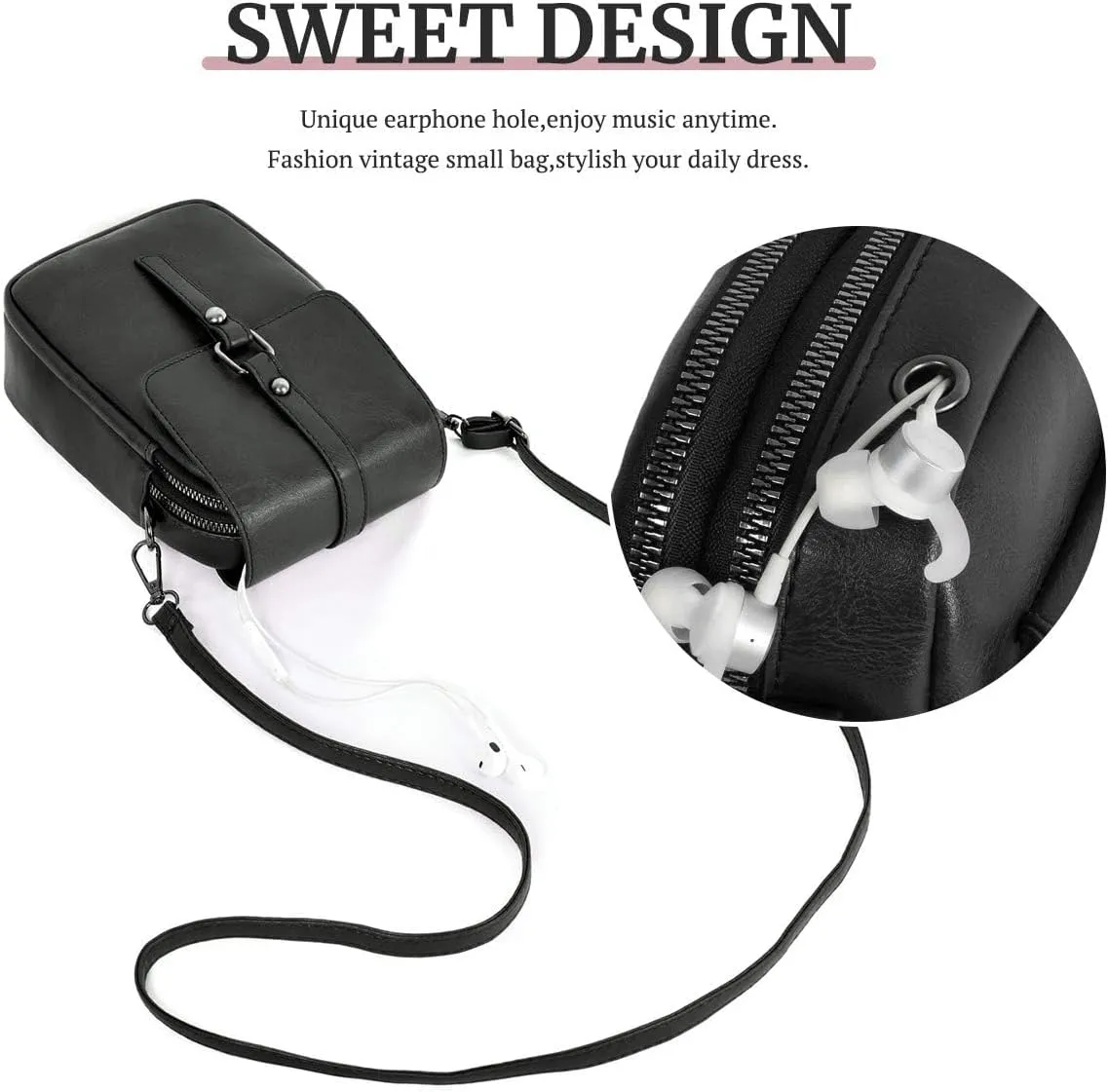 Women Small Crossbody Phone Bag Vegan Leather Shoulder Handbags Cellphone Purse Wallet with Adjustable Strap