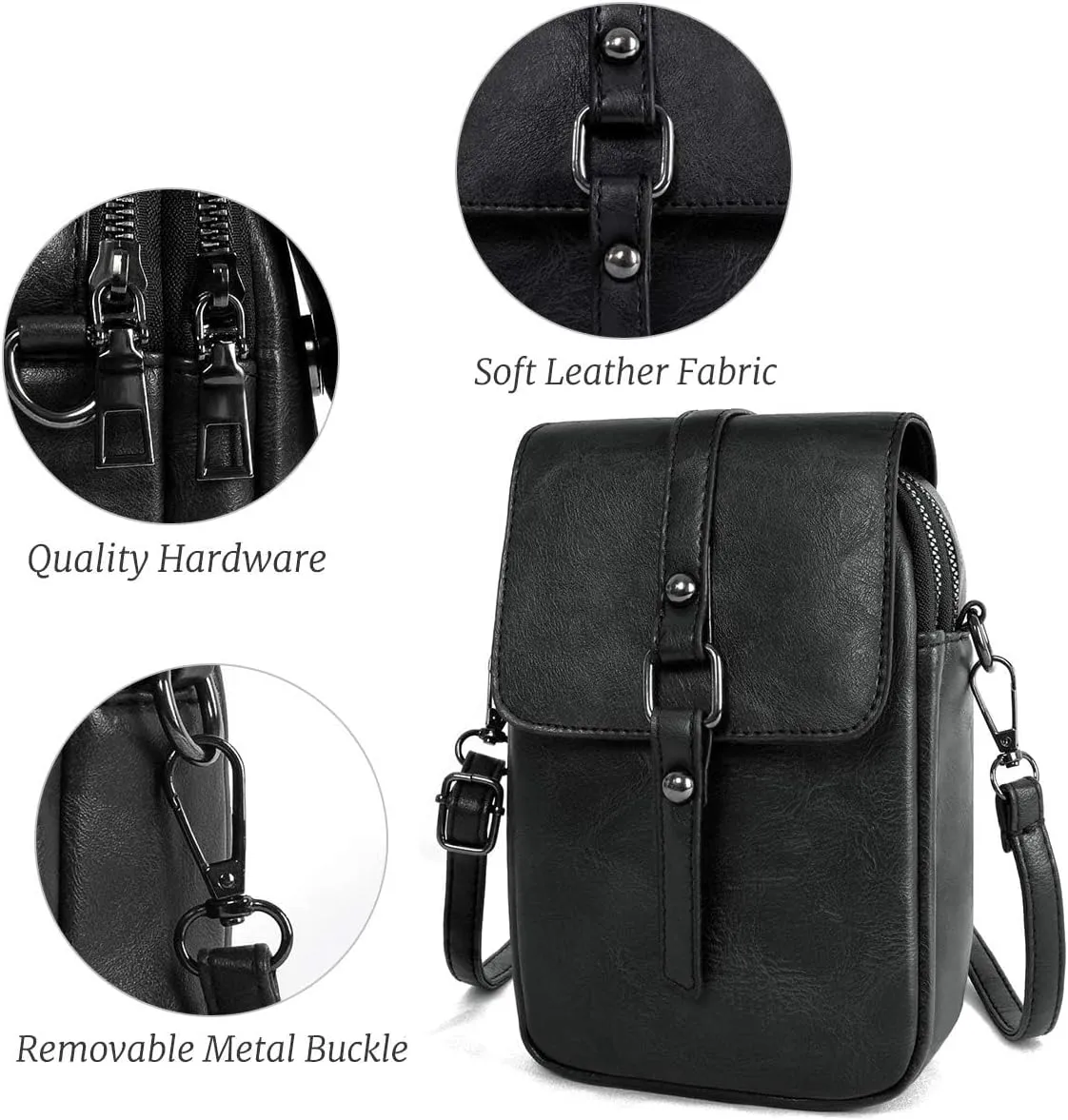 Women Small Crossbody Phone Bag Vegan Leather Shoulder Handbags Cellphone Purse Wallet with Adjustable Strap