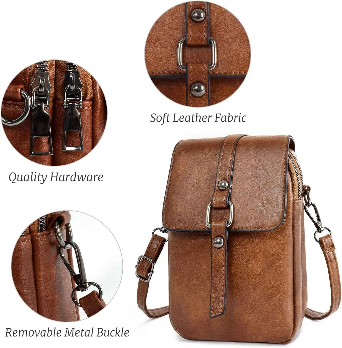 Women Small Crossbody Phone Bag Vegan Leather Shoulder Handbags Cellphone Purse Wallet with Adjustable Strap