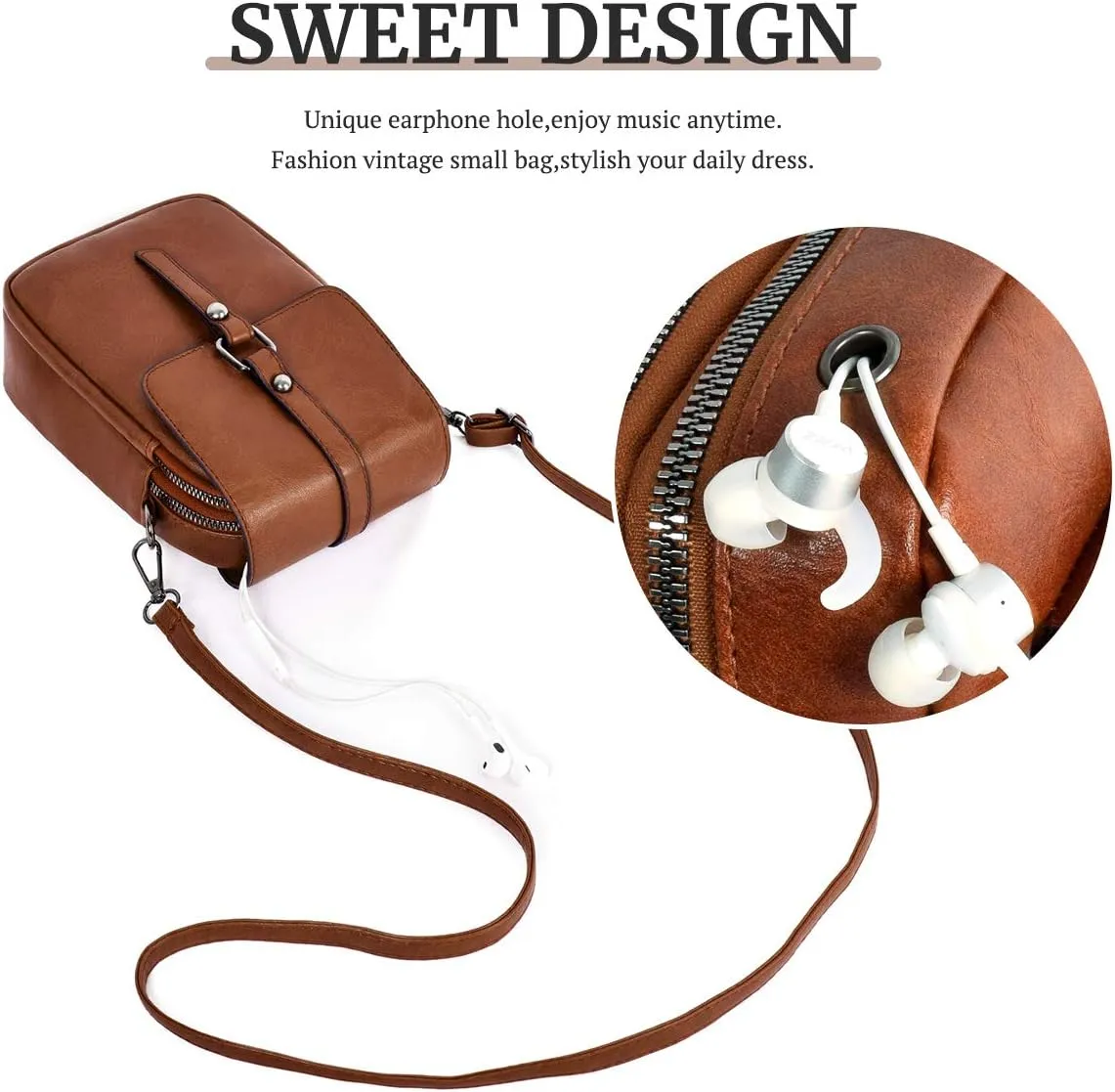 Women Small Crossbody Phone Bag Vegan Leather Shoulder Handbags Cellphone Purse Wallet with Adjustable Strap