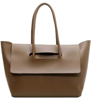 Women Vintage Shoulder Bag Large Capacity PU Leather Minimalist Shoulder Tote Bag Solid Color Fashion Tote Handbag