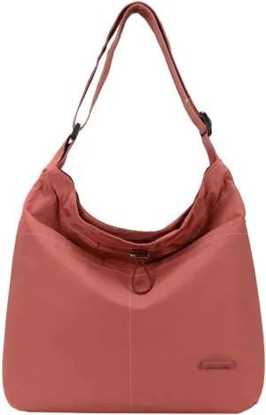 Womens Aesthetic Casual Nylon Shoulder Crossbody Bag Pleated Drawstrings Shoulder Bag Solid Color Handbag Underarm Bag