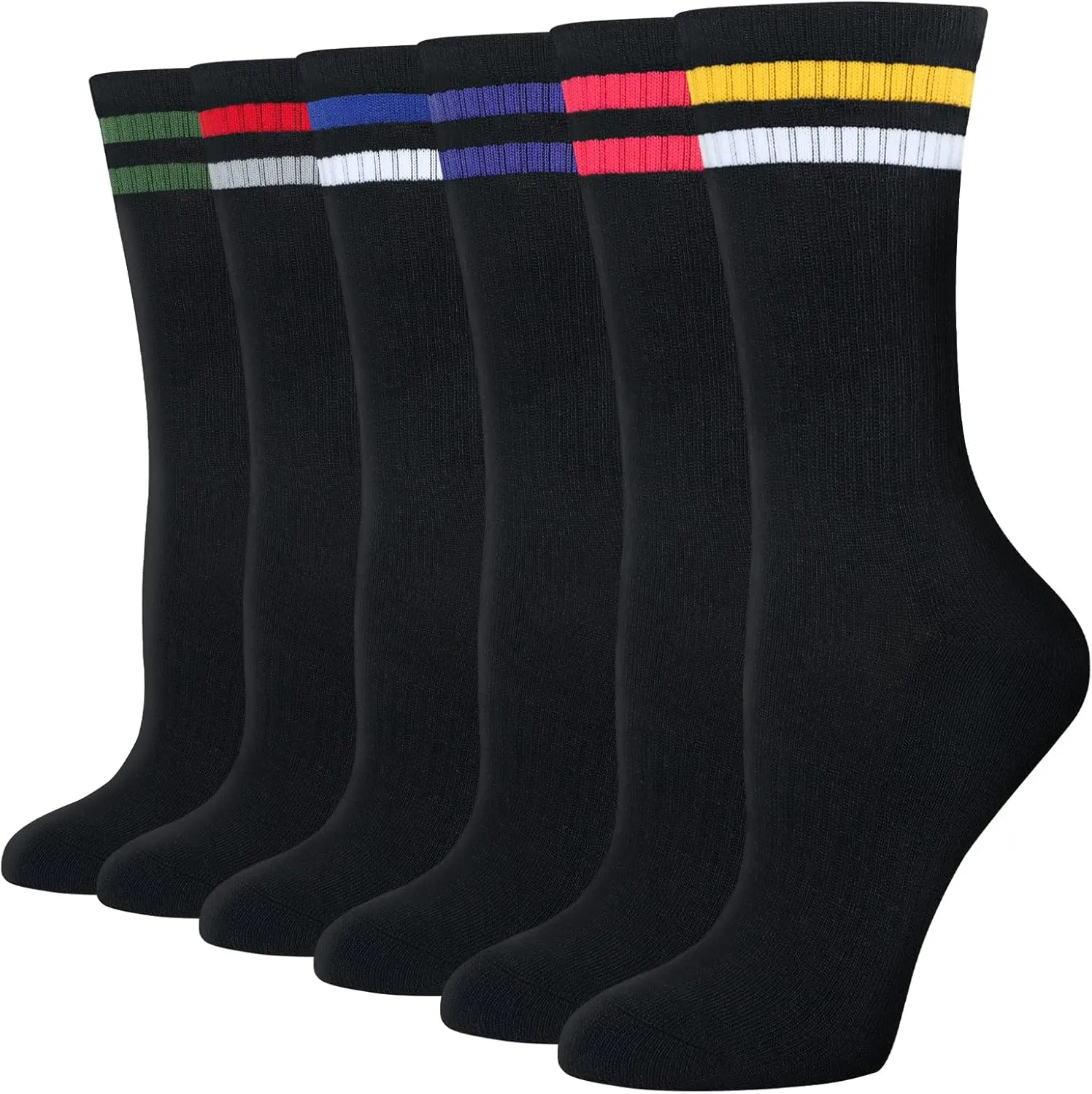 Women's Athletic Crew Socks 6 Pack, Running Breathable Cushion Socks with Arch Support