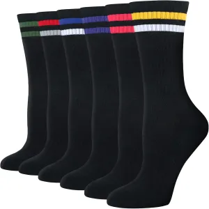Women's Athletic Crew Socks 6 Pack, Running Breathable Cushion Socks with Arch Support
