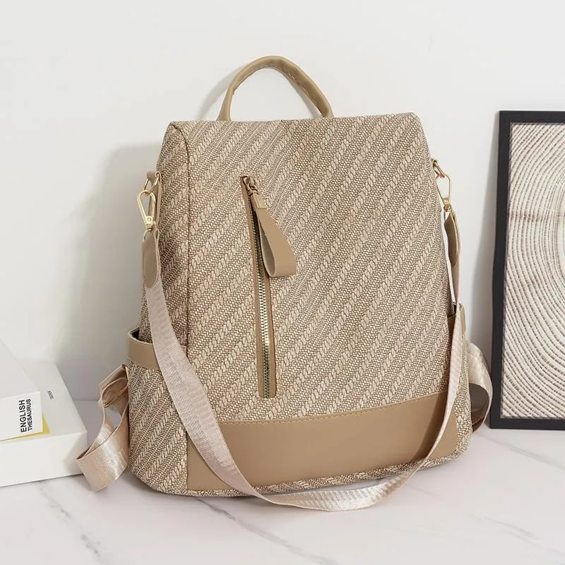 Women's Backpack Casual Daypack Large Capacity College Bookbag Lightweight Fashion Multipurpose Design Handbag Shoulder Bags (Khaki)