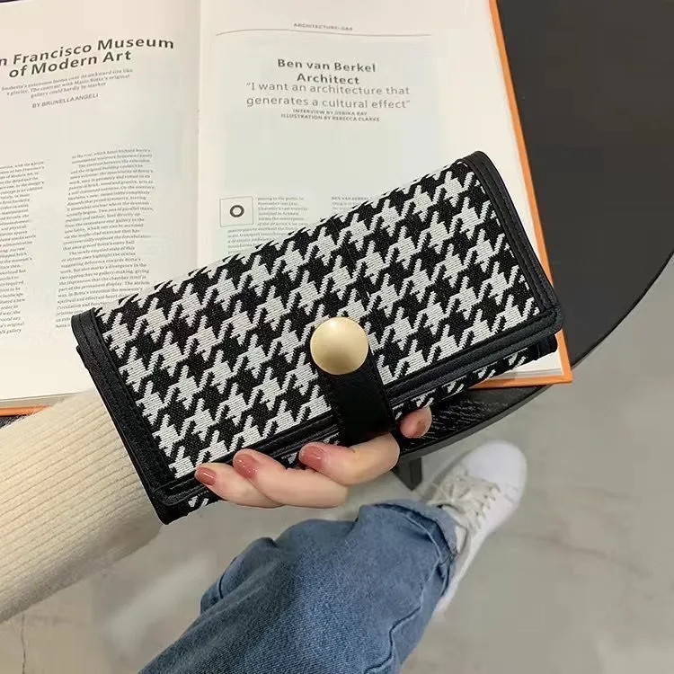 Women's Canvas Short Contrast Color Folding Multiple Ladies Wallets