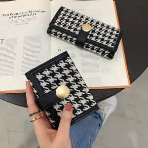 Women's Canvas Short Contrast Color Folding Multiple Ladies Wallets