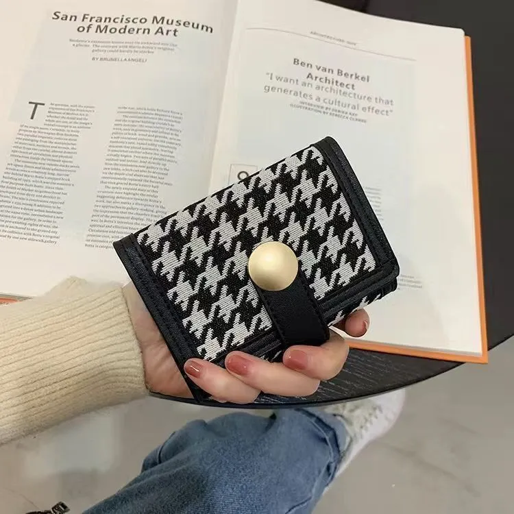 Women's Canvas Short Contrast Color Folding Multiple Ladies Wallets