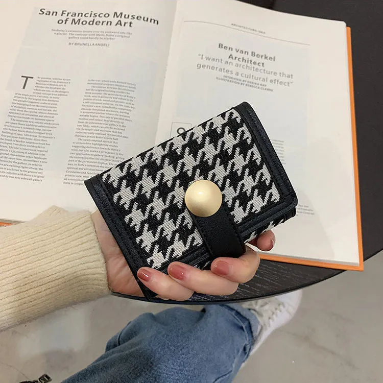 Women's Canvas Short Contrast Color Folding Multiple Ladies Wallets