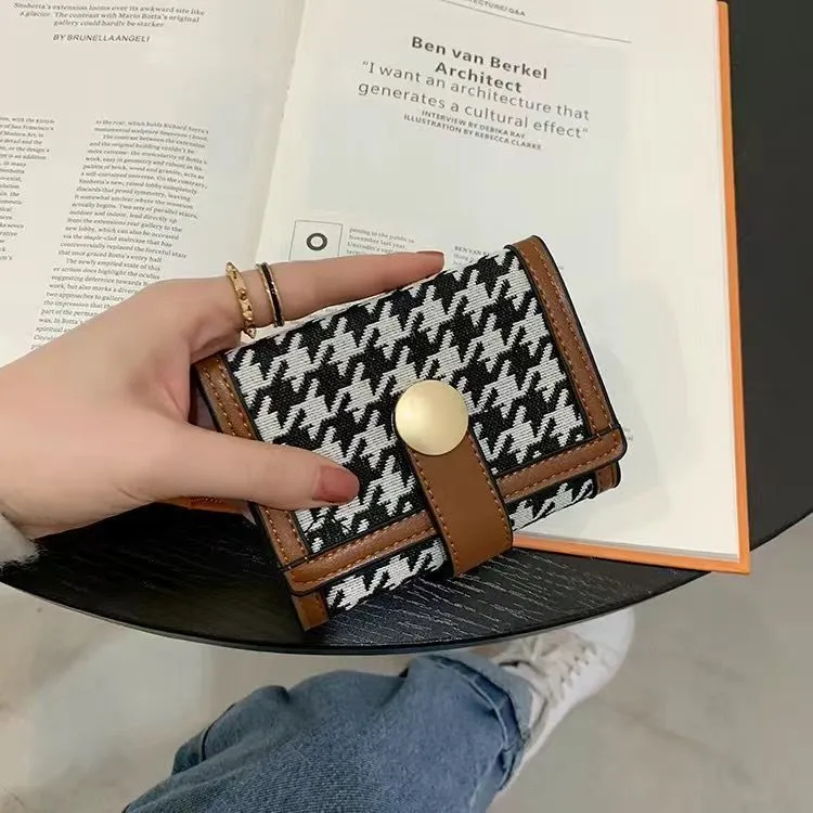 Women's Canvas Short Contrast Color Folding Multiple Ladies Wallets