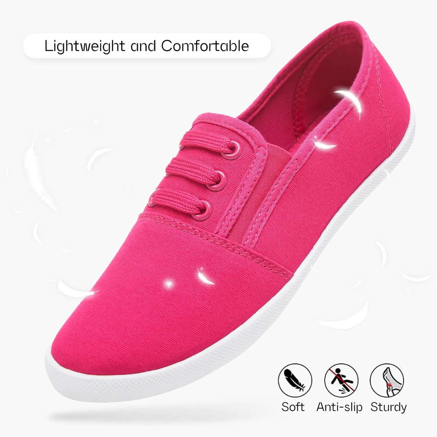 Women's Canvas Slip On Sneakers - Casual Walking Shoes, Non Slip Work Shoes