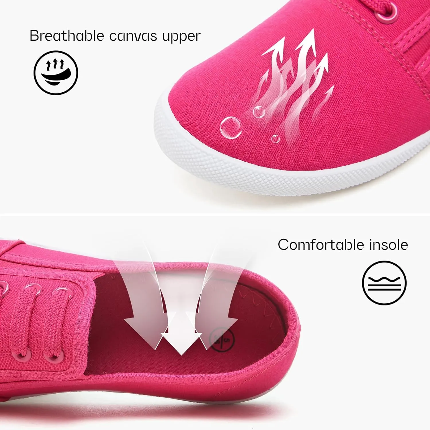 Women's Canvas Slip On Sneakers - Casual Walking Shoes, Non Slip Work Shoes
