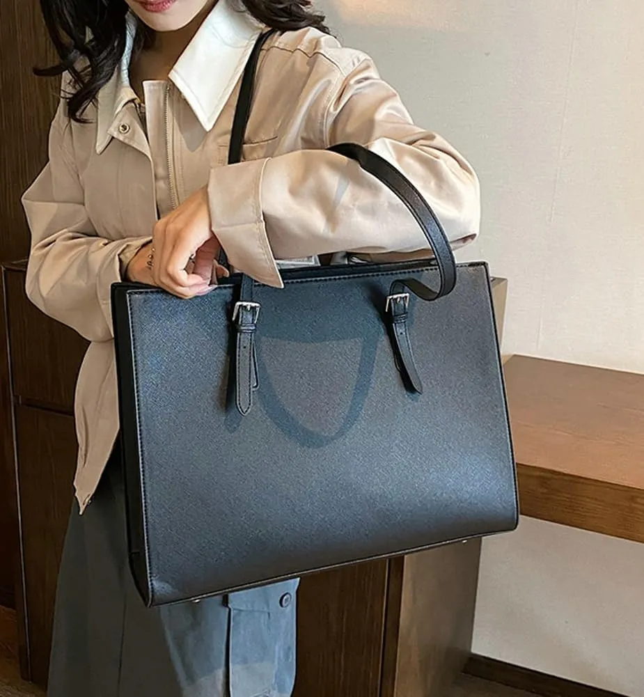 Womens Casual Crossbody Tote Purses Vegan Leather Handbags Work Shoulder Bags Top Handle Satchel with Detachable Strap