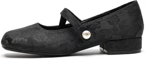 Women's Classic Elegant Square Toe Chunky Heel Mary Jane Shoes Fashionable and Comfortable Soft Sole Buckle Casual Low-Heeled Shoes