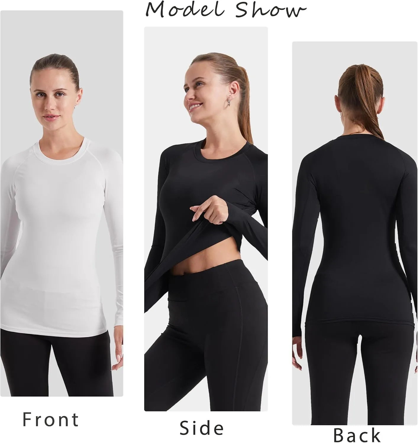 Womens Compression Shirts Long Sleeve Quick Dry Workout Running Yoga Shirts for Women Athletic Tops