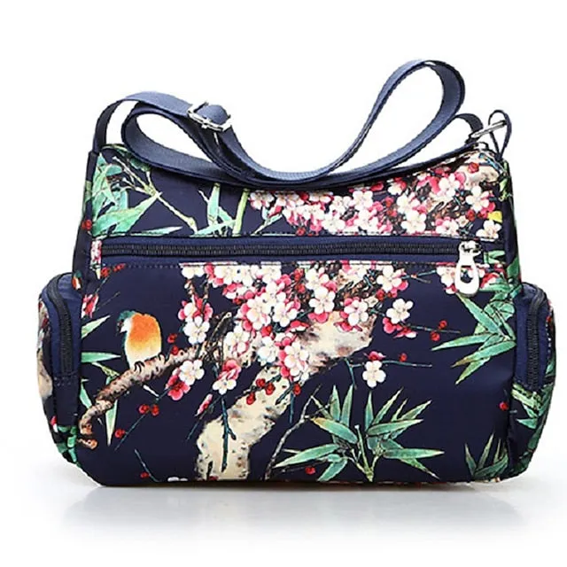 Women's Crossbody Bag Crossbody Bag Nylon Outdoor Daily Going out Print Waterproof Floral Print Flower Black Grey Black White
