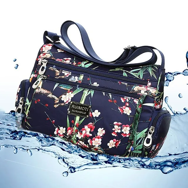 Women's Crossbody Bag Crossbody Bag Nylon Outdoor Daily Going out Print Waterproof Floral Print Flower Black Grey Black White