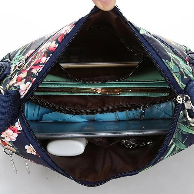 Women's Crossbody Bag Crossbody Bag Nylon Outdoor Daily Going out Print Waterproof Floral Print Flower Black Grey Black White