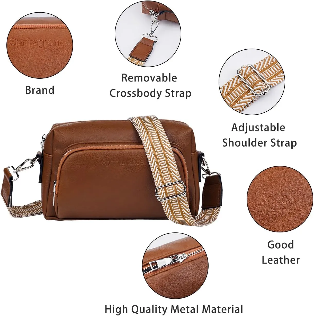 Women's Crossbody Handbags Vegen Leather Purses 2Pcs Hobo Purse Bags Wallet Set with 2 Adjustable Guitar Strap