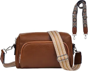 Women's Crossbody Handbags Vegen Leather Purses 2Pcs Hobo Purse Bags Wallet Set with 2 Adjustable Guitar Strap