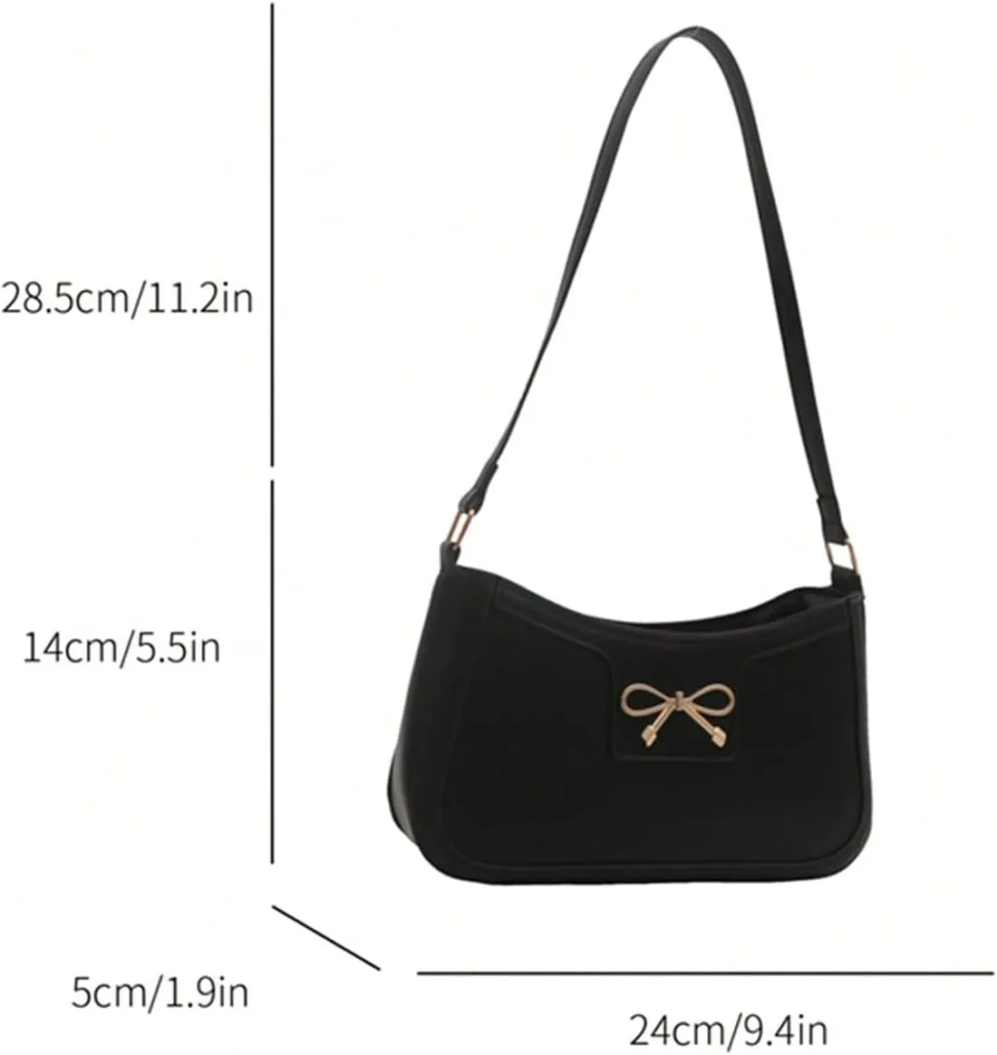 Women's Elegant Bowknot Zipper Handbags PU Leather Small Underarm Shoulder Bag Casual Purse