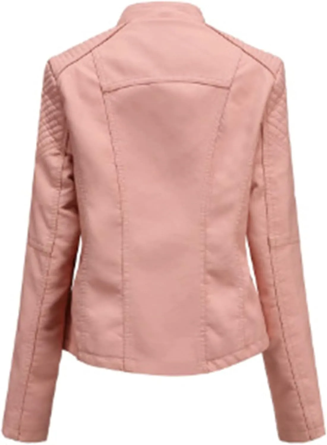 Women's Faux Leather Moto Jacket Slim Thin Leather Jacket