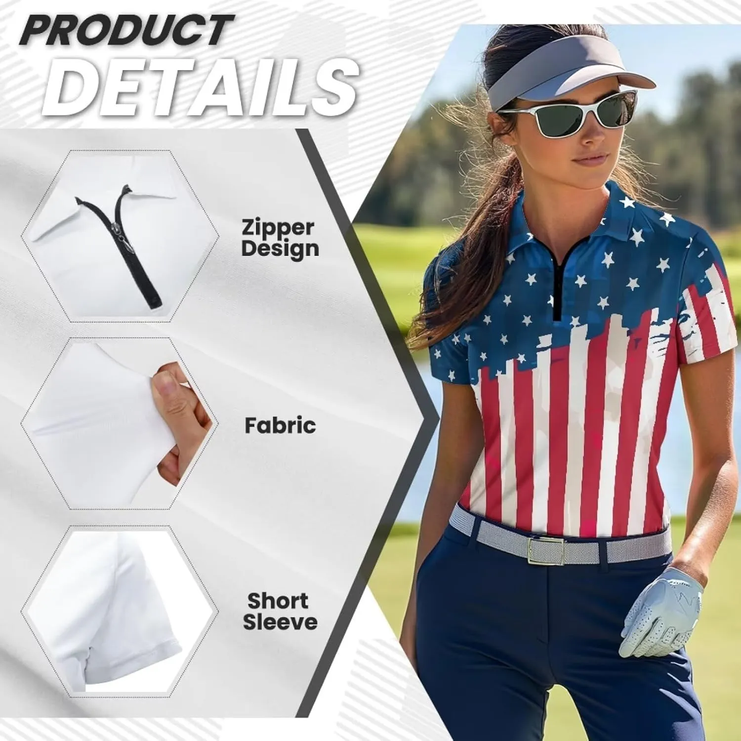 Women's Golf Polo Shirts Short Sleeve Collared Tennis Shirt UPF 50  Workout Athletic Tops Lightweight Quick Dry