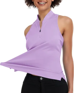 Women's Golf Shirt Sleeveless, V Neck Raceerback Polo Shirts Moisture Wicking, Quick Dry Ladies Tennis T Shirts