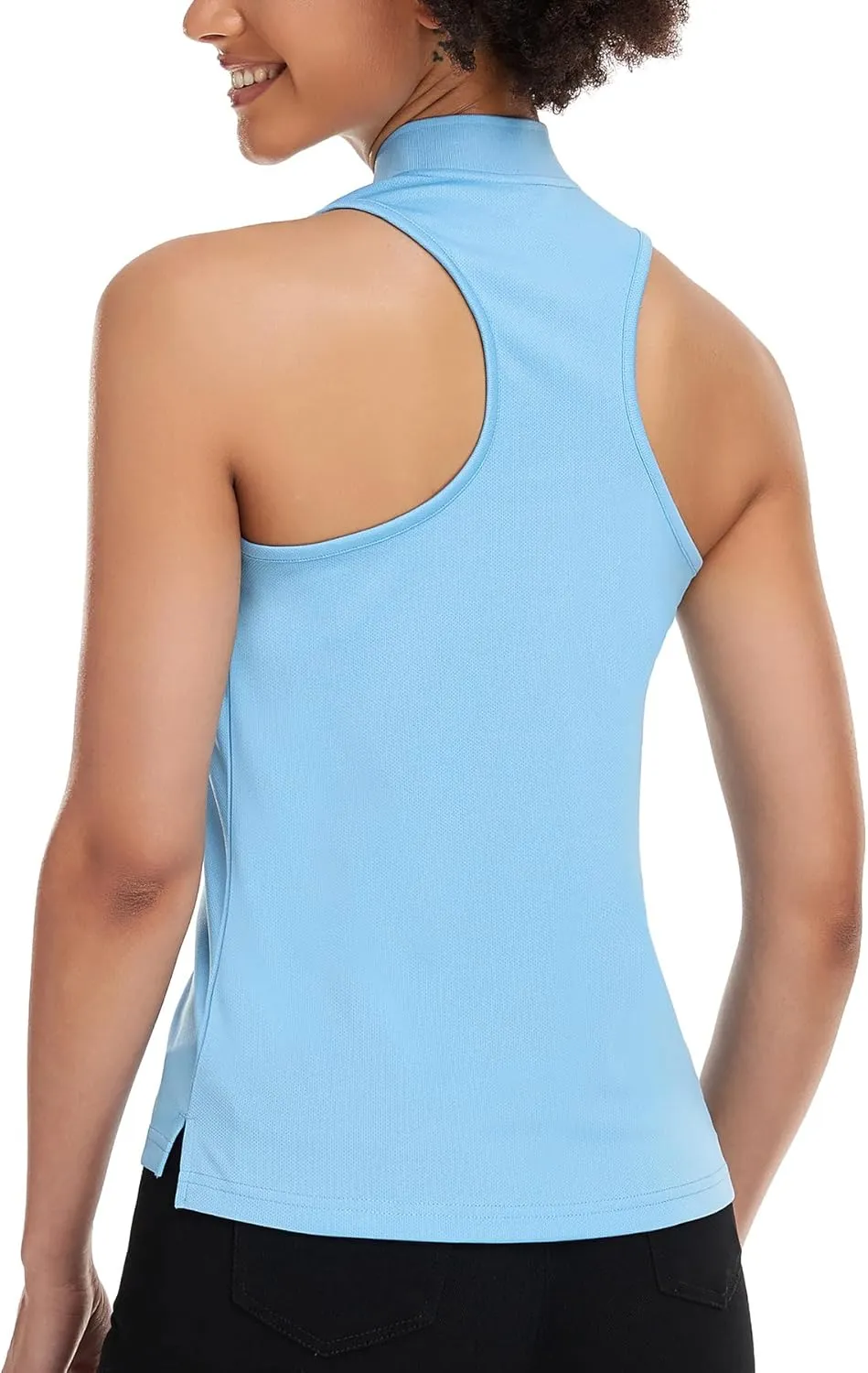 Women's Golf Shirt Sleeveless, V Neck Raceerback Polo Shirts Moisture Wicking, Quick Dry Ladies Tennis T Shirts