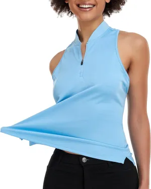 Women's Golf Shirt Sleeveless, V Neck Raceerback Polo Shirts Moisture Wicking, Quick Dry Ladies Tennis T Shirts