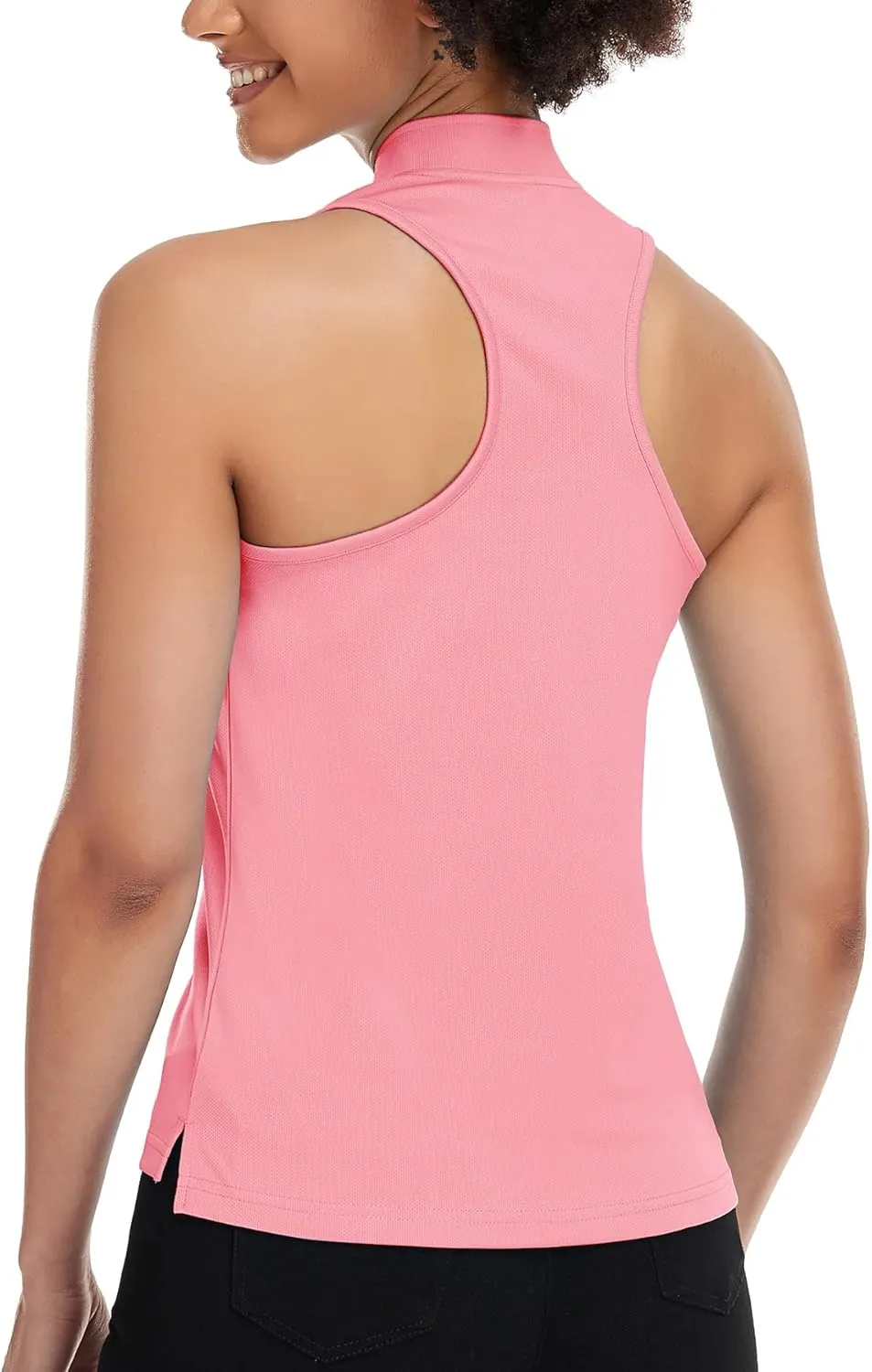 Women's Golf Shirt Sleeveless, V Neck Raceerback Polo Shirts Moisture Wicking, Quick Dry Ladies Tennis T Shirts