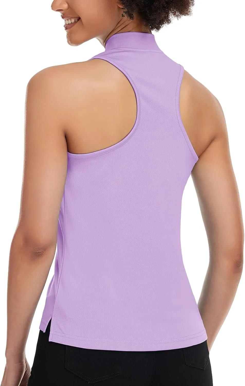 Women's Golf Shirt Sleeveless, V Neck Raceerback Polo Shirts Moisture Wicking, Quick Dry Ladies Tennis T Shirts