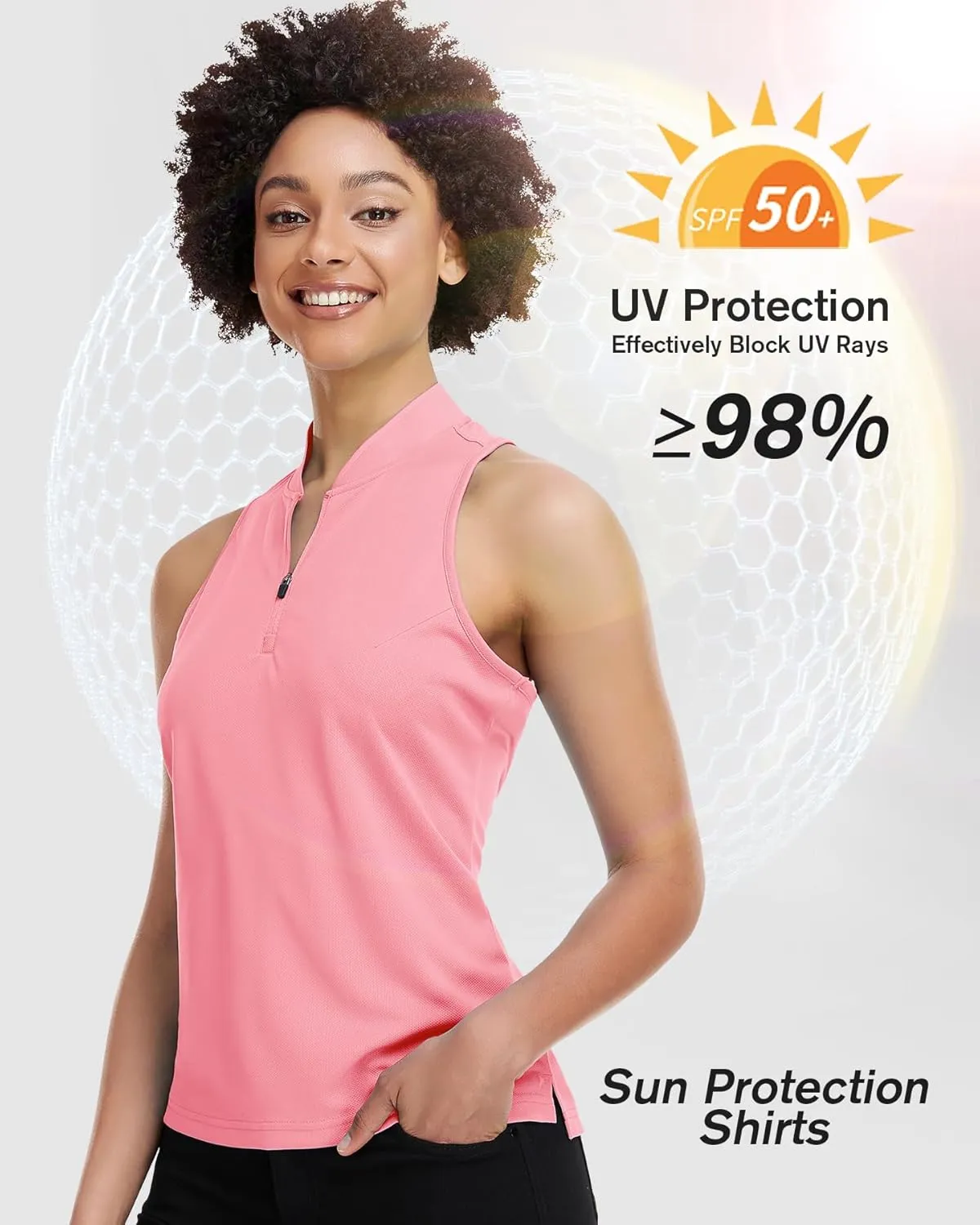 Women's Golf Shirt Sleeveless, V Neck Raceerback Polo Shirts Moisture Wicking, Quick Dry Ladies Tennis T Shirts