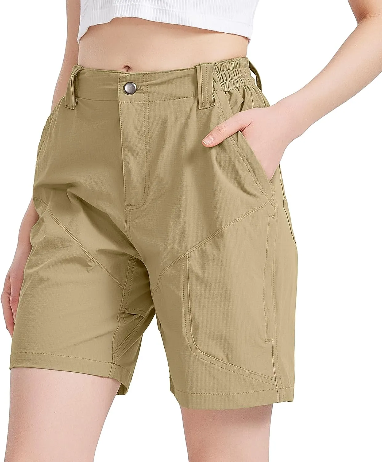 Womens Hiking Cargo Shorts 7" Lightweight Quick Dry Athletic Shorts for Camping Travel Golf with Zipper Pockets