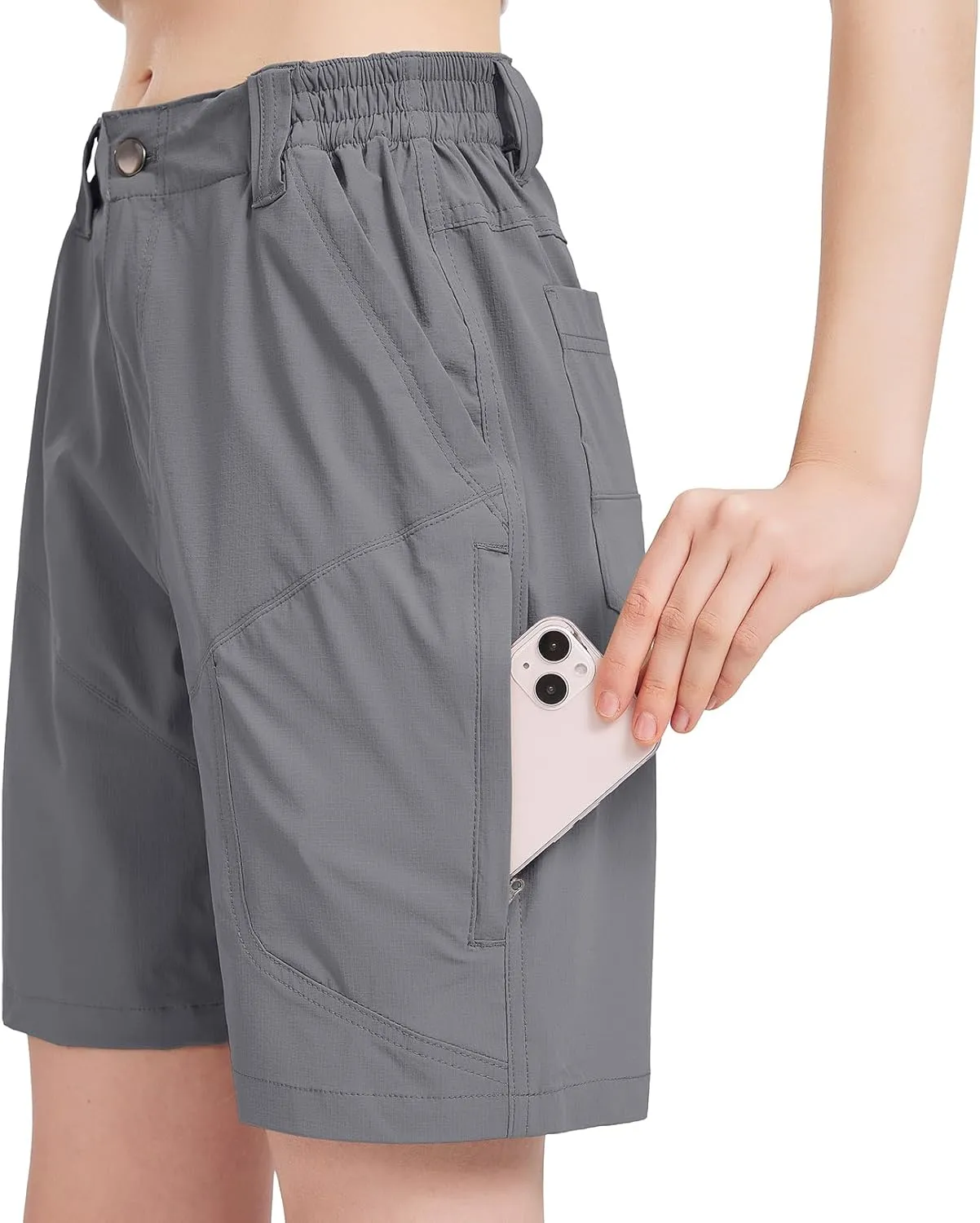Womens Hiking Cargo Shorts 7" Lightweight Quick Dry Athletic Shorts for Camping Travel Golf with Zipper Pockets