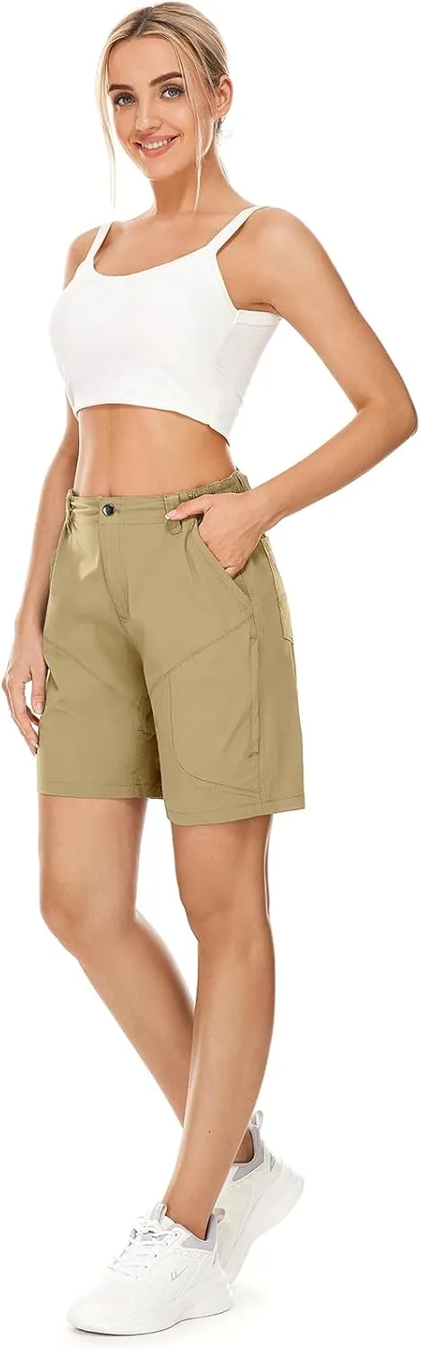 Womens Hiking Cargo Shorts 7" Lightweight Quick Dry Athletic Shorts for Camping Travel Golf with Zipper Pockets