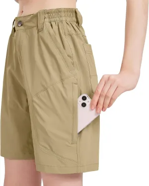 Womens Hiking Cargo Shorts 7" Lightweight Quick Dry Athletic Shorts for Camping Travel Golf with Zipper Pockets