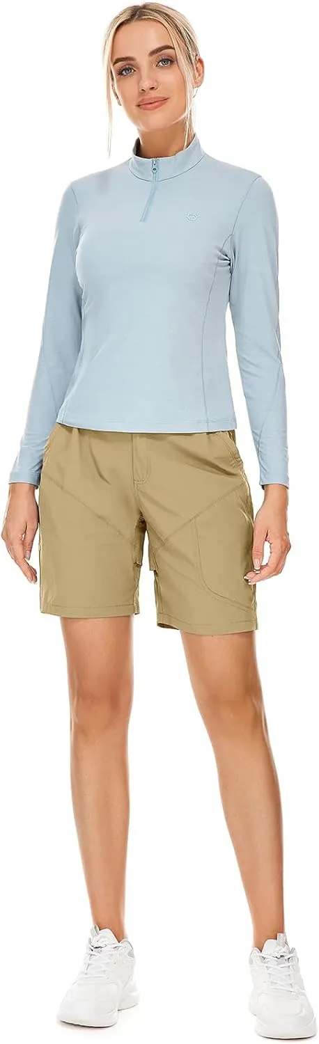 Womens Hiking Cargo Shorts 7" Lightweight Quick Dry Athletic Shorts for Camping Travel Golf with Zipper Pockets
