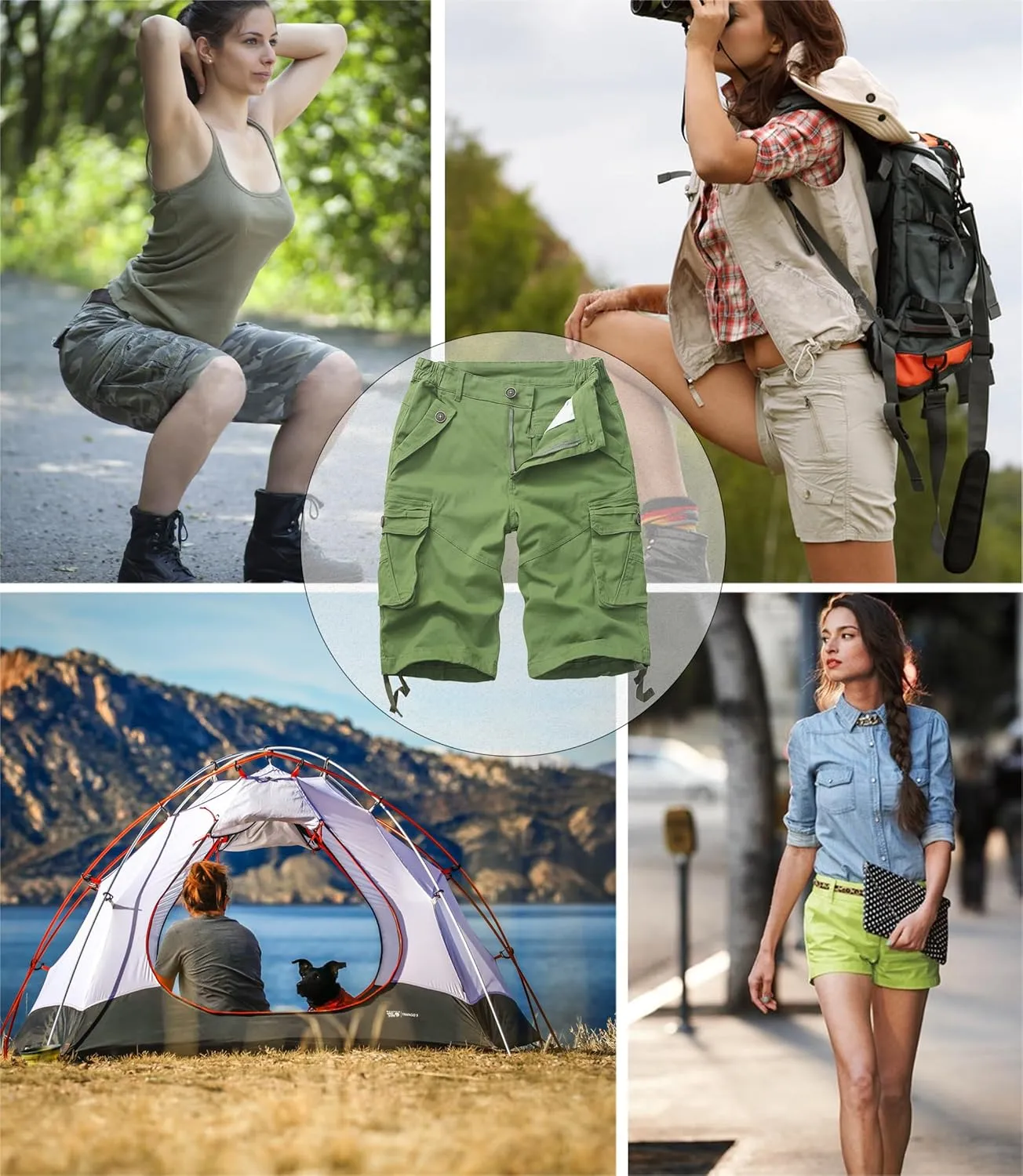 Womens Hiking Shorts, Bermuda Cargo Shorts, 10" Casual Summer Jorts Y2K Shorts with Multi Pockets