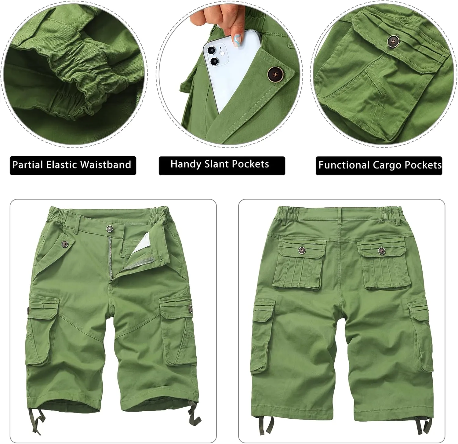 Womens Hiking Shorts, Bermuda Cargo Shorts, 10" Casual Summer Jorts Y2K Shorts with Multi Pockets