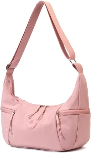 Women’s Lightweight Crossbody Bag Waterproof Sling Bag, Nylon Crescent Purse Casual Cross Body Handbag with Adjustable Strap