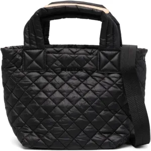 Women's Metro Tote Deluxe Black Nylon Quilted Mini Crossbody Handbag