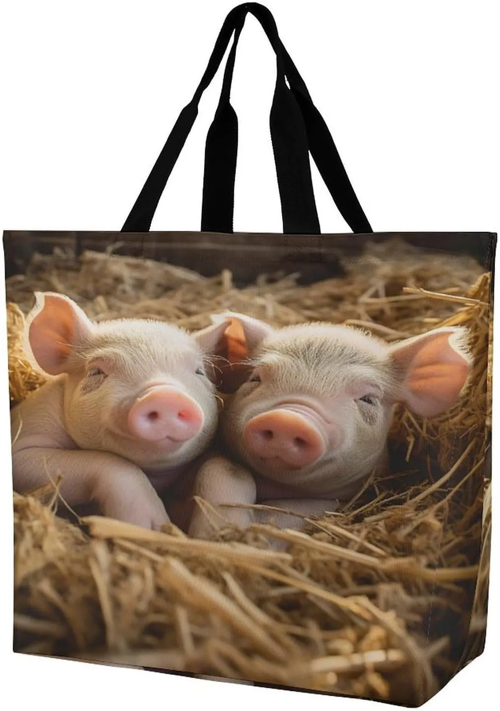 Women's Multi-Functional Shopping Bag，Pigs Printing Messenger Bag Shoulder Bag for Travel, Work, Shopping & Parties with Inner Pocket, Grocery Bag Lightweight & Water-Resistant