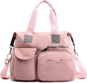 Women’s Nylon Crossbody Bag Multi Pocket Satchel Lightweight Shoulder Bag Large Capacity Tote Handbag for Travel Work