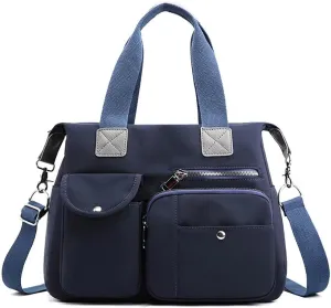 Women’s Nylon Crossbody Bag Multi Pocket Satchel Lightweight Shoulder Bag Large Capacity Tote Handbag for Travel Work