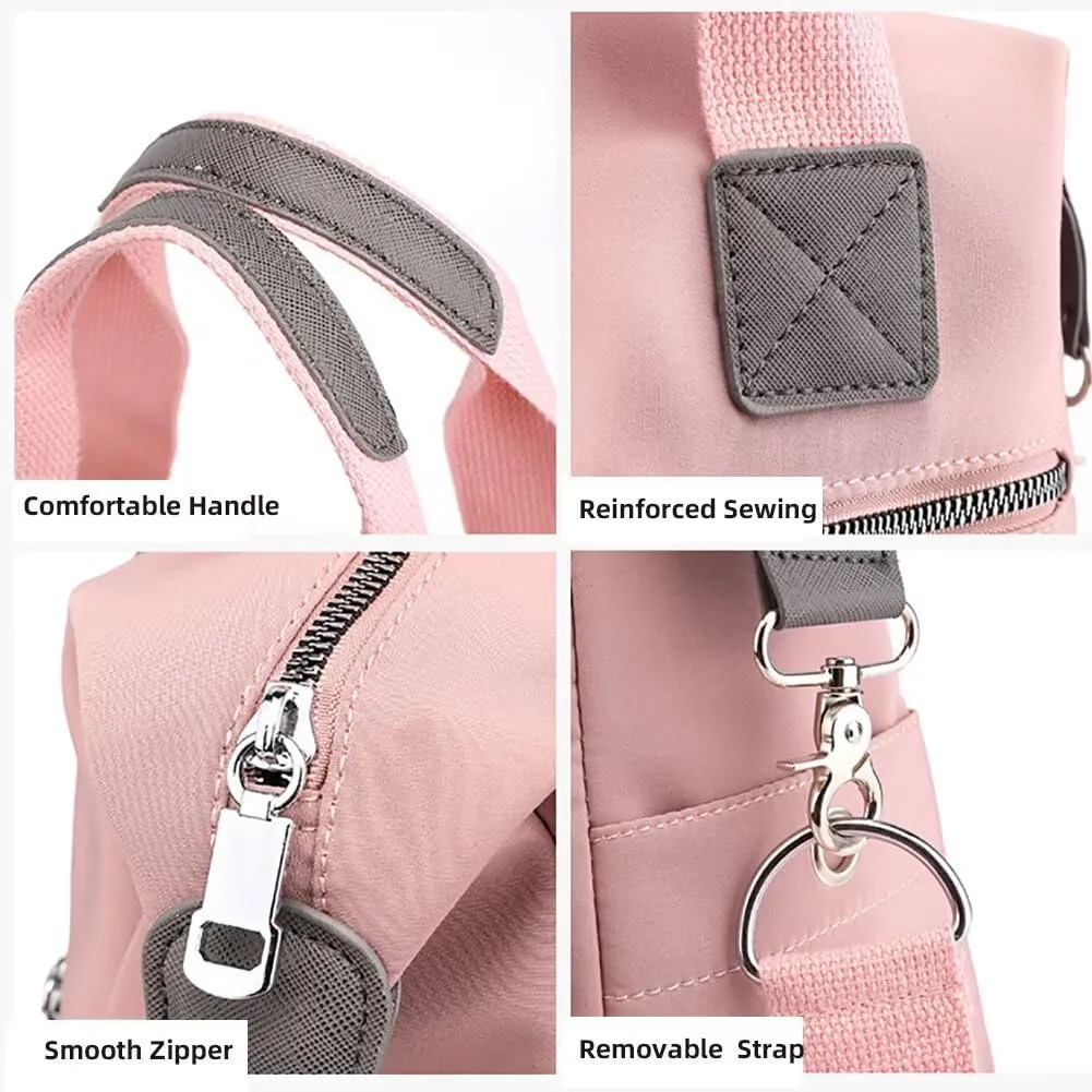 Women’s Nylon Crossbody Bag Multi Pocket Satchel Lightweight Shoulder Bag Large Capacity Tote Handbag for Travel Work