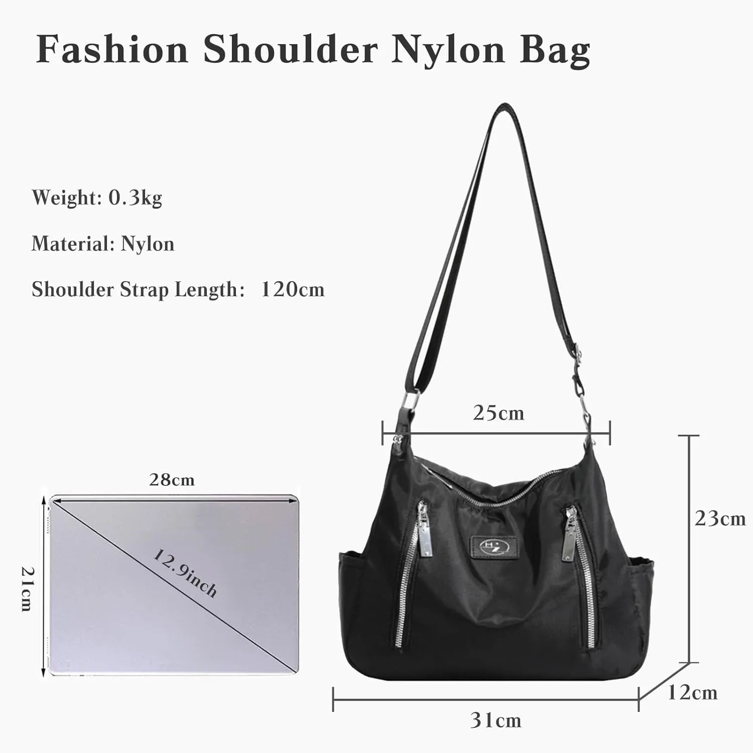 Women's Nylon Crossbody Bag - Waterproof, Lightweight Top Handle Casual Handbag & Messenger Bag