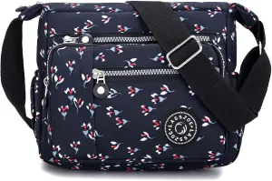 Women's Nylon Crossbody Bag Waterproof Shoulder Purse Multi Pocket Tote Handbag Travel Satchel Messenger Bag
