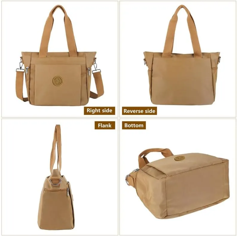 Women's Nylon Tote Bag with Zipper for Work or Travel