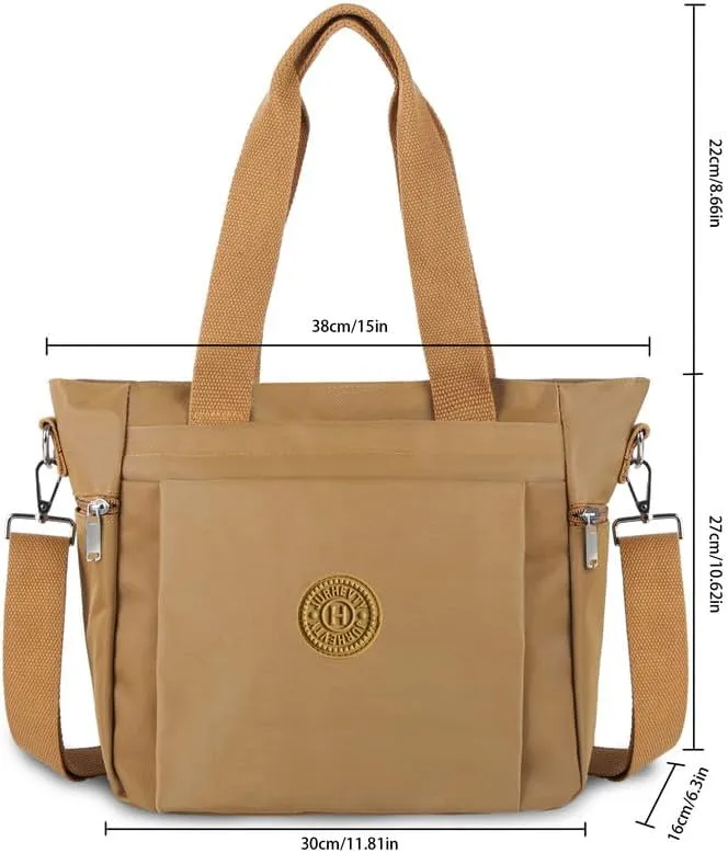Women's Nylon Tote Bag with Zipper for Work or Travel